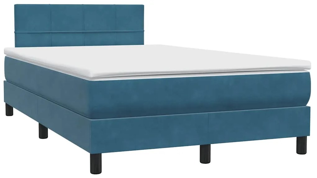 vidaXL Κρεβάτι Boxspring με Στρώμα Σκούρο Μπλε 120x210 εκ. Βελούδινο