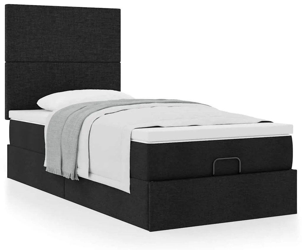 Οθωμανικό κρεβάτι με στρώμα Μαύρο 90x190cm Ύφασμα 3313038