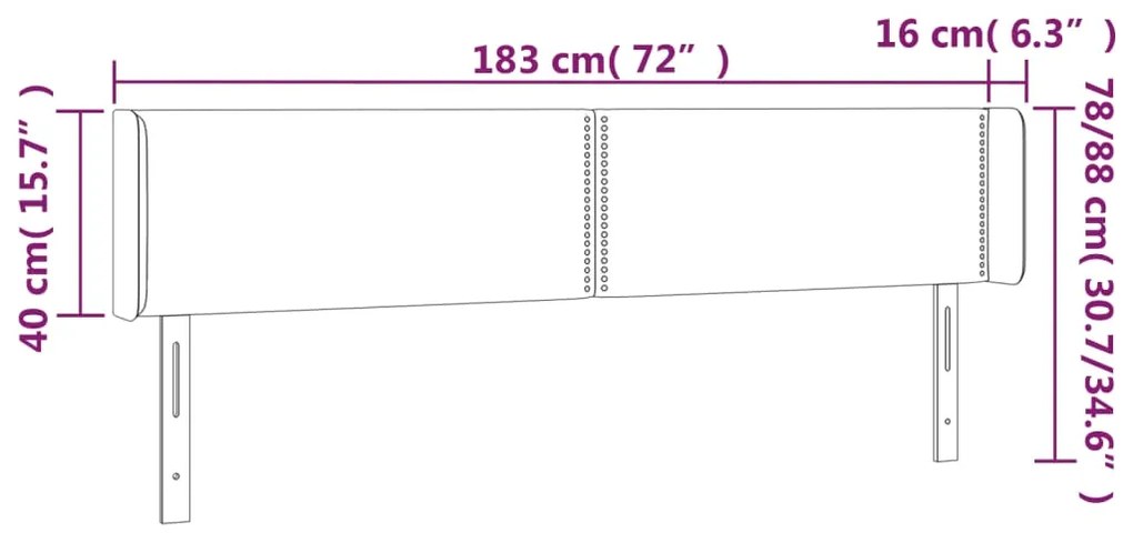 vidaXL Κεφαλάρι Κρεβατιού LED Μαύρο 183x16x78/88 εκ. Συνθετ. Δέρμα