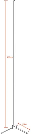 Μοντέρνο Minimal Επιδαπέδιο Μαύρο Φωτιστικό 250cm LED 40 Watt με Ασύρματο Χειριστήριο RF &amp; Dimmer RGB GloboStar ALIEN Design GLOBO-250-8