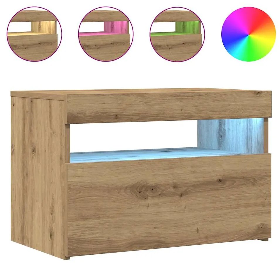 vidaXL ντουλάπι τηλεόρασης  με φώτα LED Artisan Oak Κατασκευασμένο ξύλο
