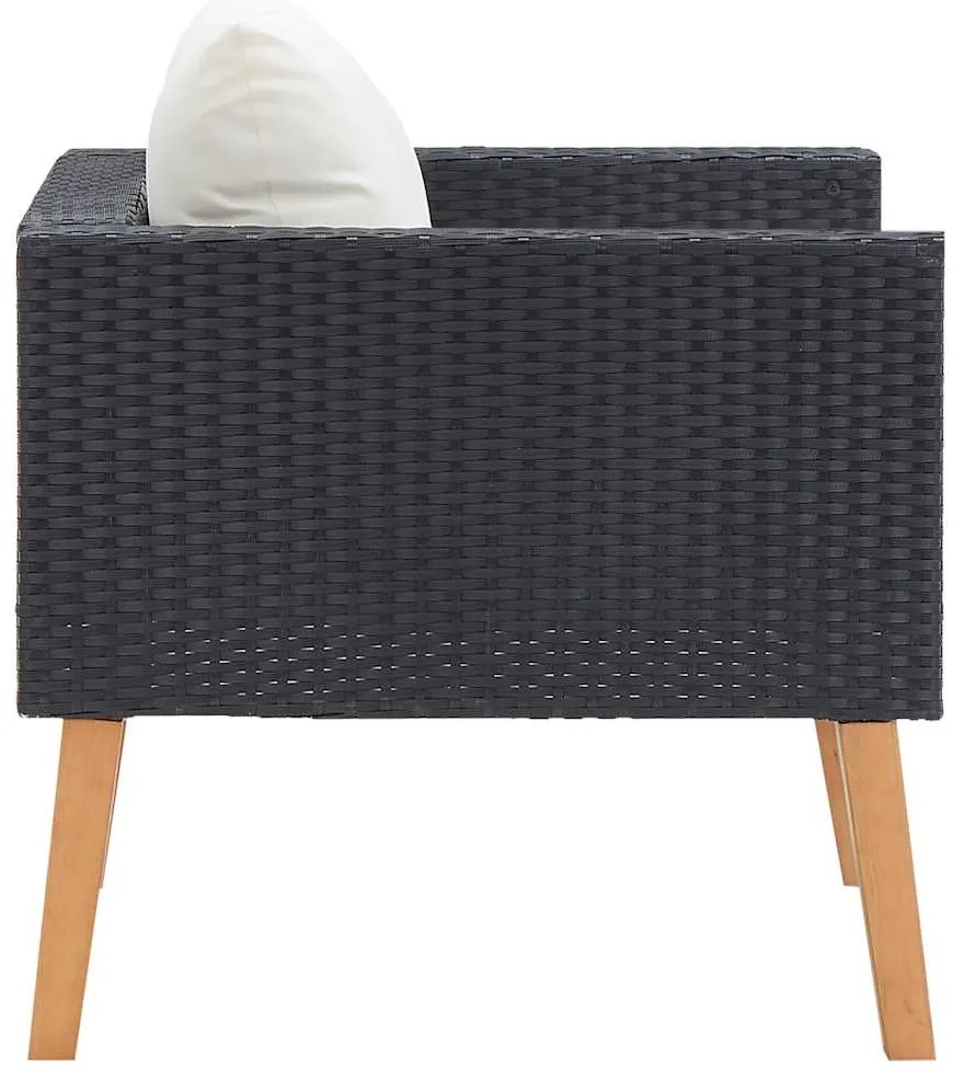 vidaXL Πολυθρόνα Κήπου Μαύρη από Συνθετικό Ρατάν με Μαξιλάρια