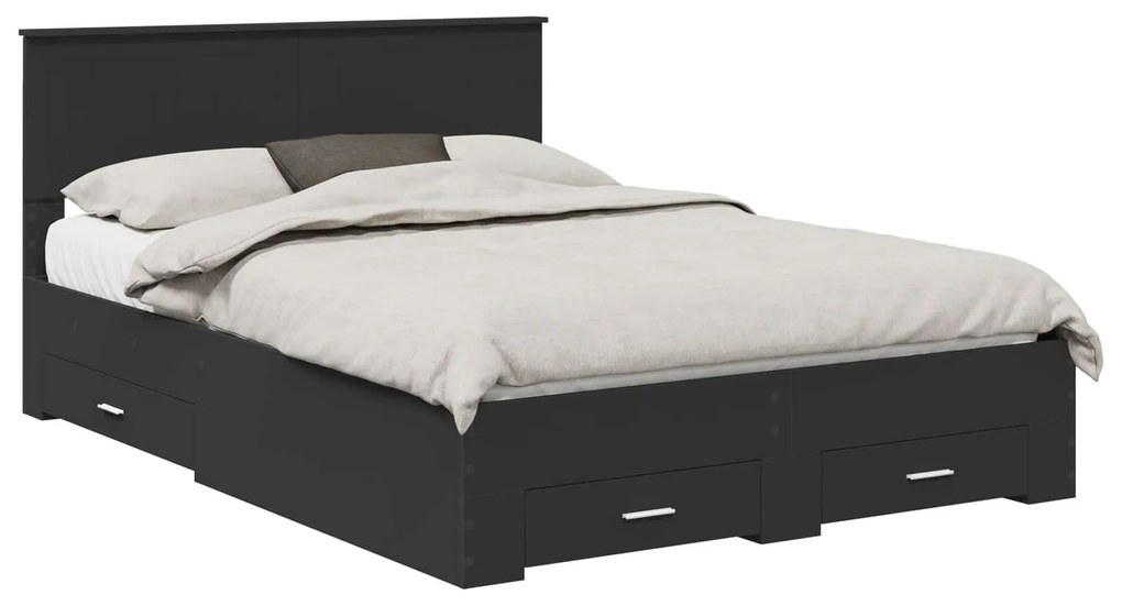 vidaXL Σκελετός Κρεβατιού Μαύρο 140 x 200 cm Επεξεργασμένο ξύλο