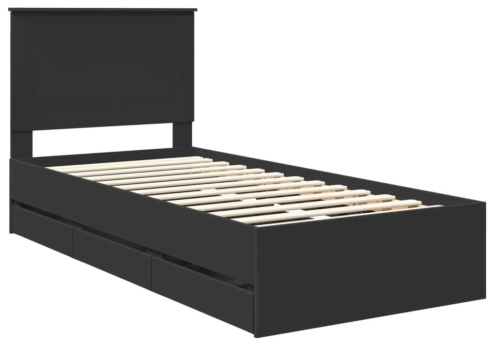 vidaXL Σκελετός Κρεβατιού Μαύρο 75 x 190 cm Μηχανήματος Ξύλο