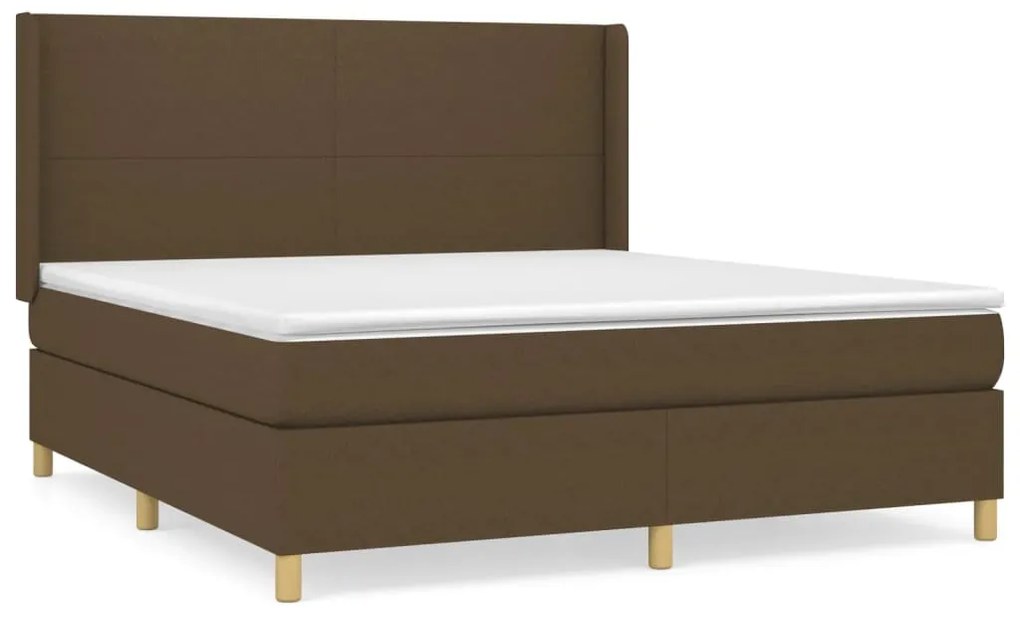 Κρεβάτι Boxspring με Στρώμα Σκούρο Καφέ 180x200 εκ Υφασμάτινο - Καφέ