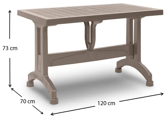 Τραπέζι πολυπροπυλενίου Callan Megapap χρώμα cappuccino 120x70x73εκ.