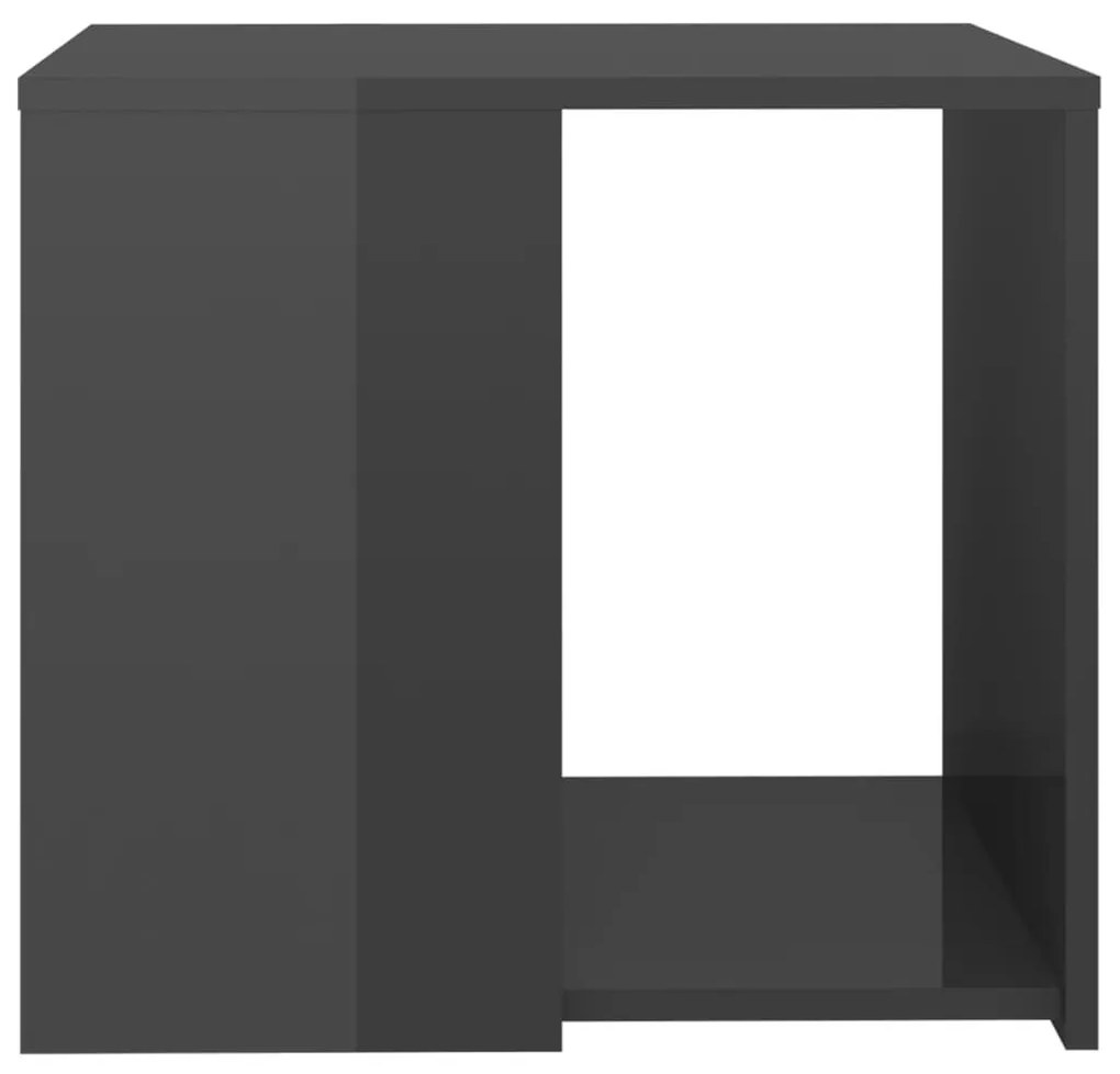 Τραπέζι Βοηθητικό Γυαλιστερό Γκρι 50 x 50 x 45 εκ. Επεξ. Ξύλο - Γκρι