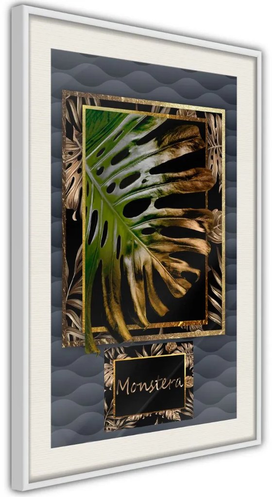 Αφίσα - Monstera in the Frame - 20x30 - Χρυσό - Χωρίς πασπαρτού