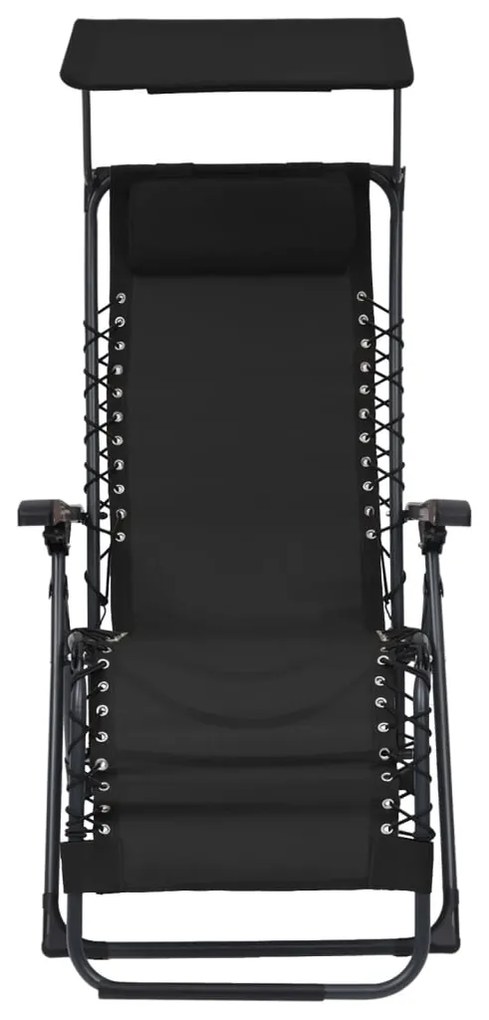 vidaXL Σεζλόνγκ Πτυσσόμενη Μαύρη από Textilene