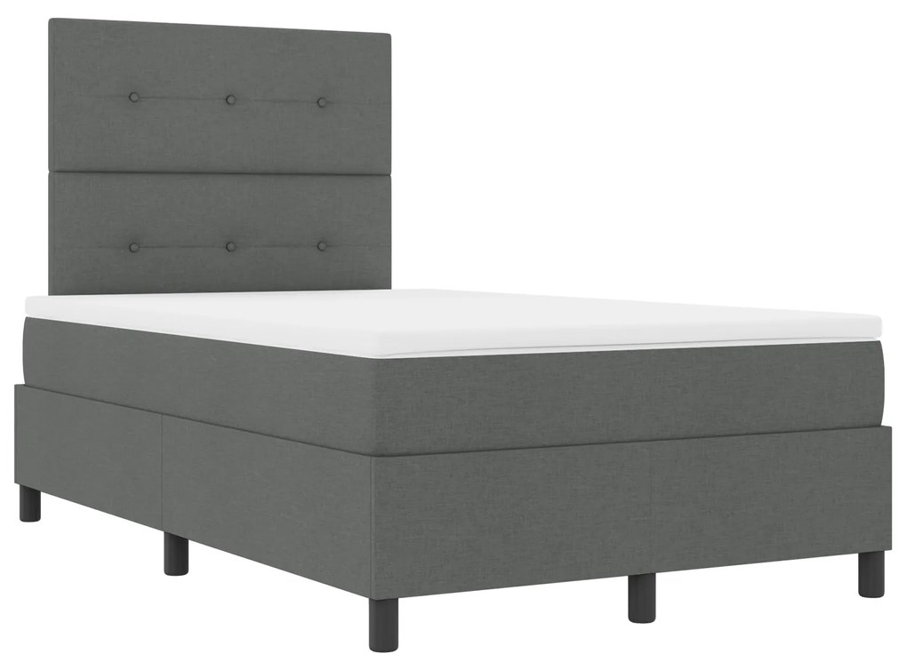 vidaXL Κρεβάτι Box Spring με Στρώμα & LED Σκούρο Γκρι 120x190 cm Ύφασμα