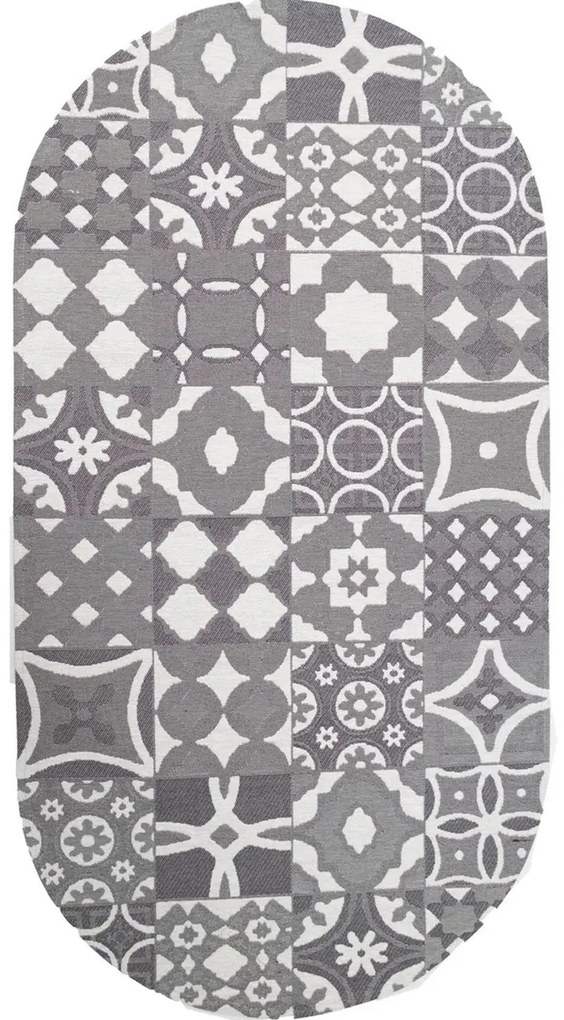 Χαλάκι Κουζίνας Canvas 214 W Grey-White Royal Carpet 75X150cm