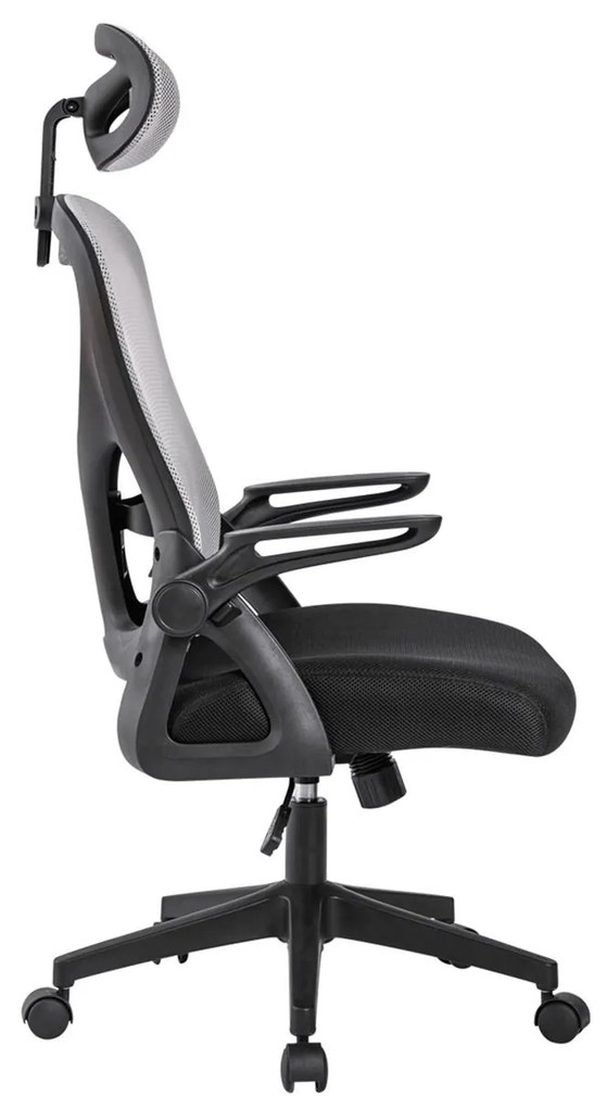 BF3050 Πολυθρόνα Γραφείου- Διευθυντή, Mesh Μαύρο-Γκρι, Μπράτσα up-down 63x63x118/128cm