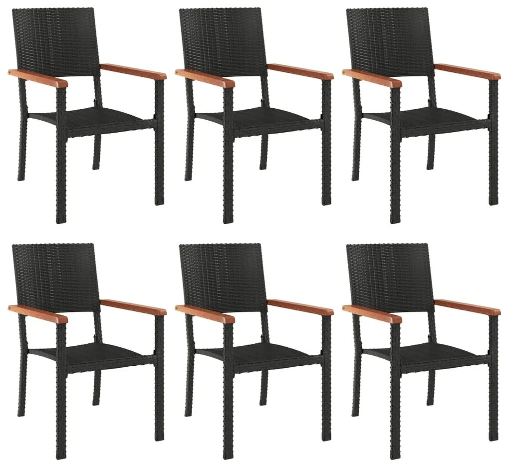 vidaXL Σετ Τραπεζαρίας Κήπου 7 Τεμαχίων Μαύρο από Συνθετικό Ρατάν