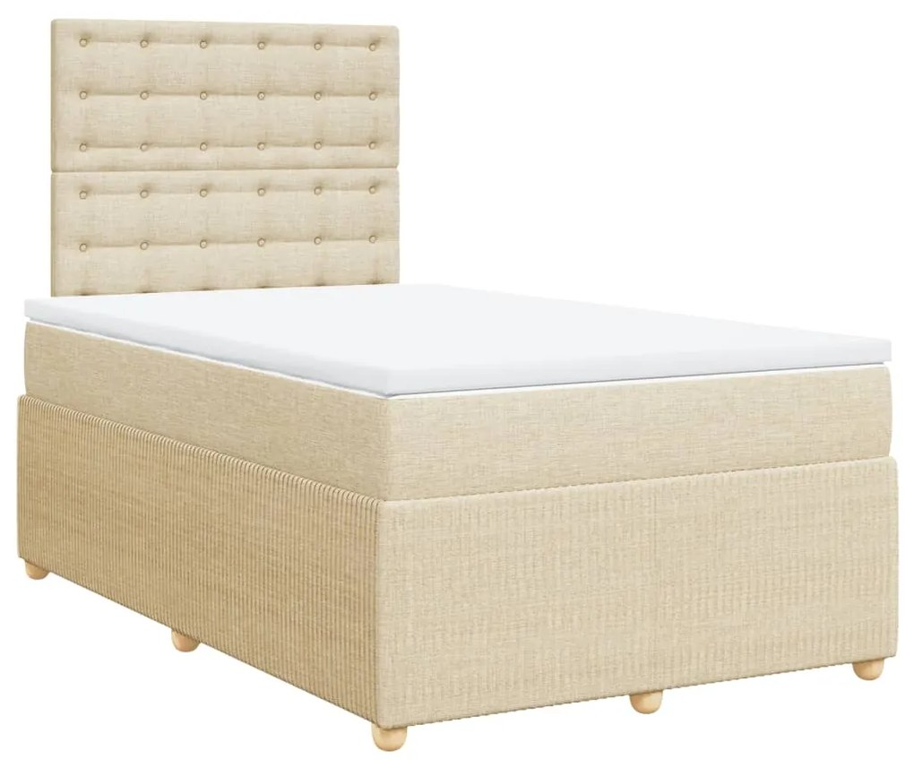 vidaXL Κρεβάτι Boxspring με Στρώμα Κρεμ 120x190 εκ. Υφασμάτινο