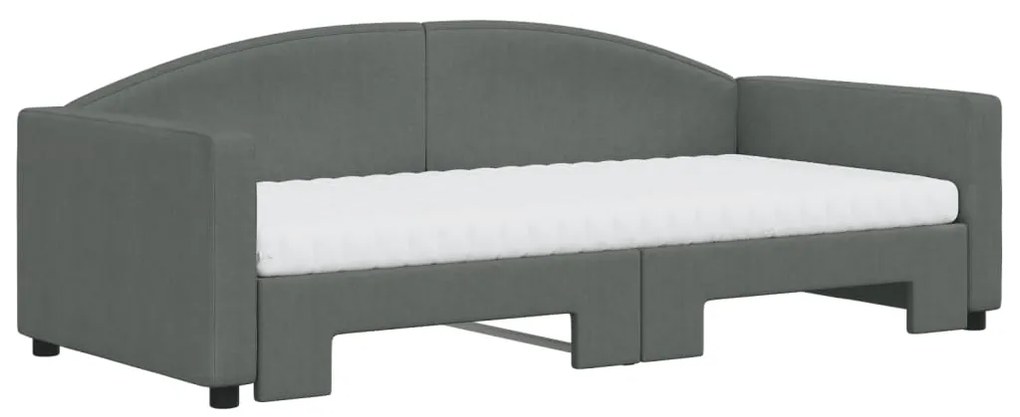 vidaXL Καναπές Κρεβάτι Συρόμενος Σκούρο γκρι 90x190 εκ Ύφασμα Στρώματα