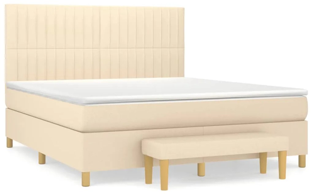 ΚΡΕΒΑΤΙ BOXSPRING ΜΕ ΣΤΡΩΜΑ ΚΡΕΜ 160X200 ΕΚ. ΥΦΑΣΜΑΤΙΝΟ 3137330