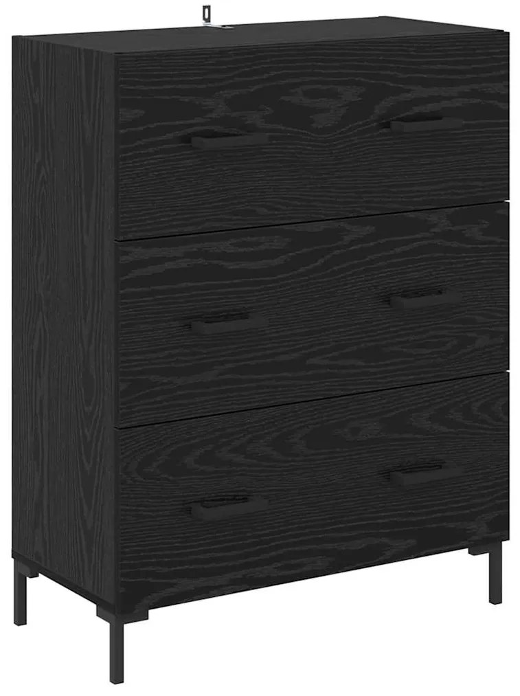 vidaXL Πλαϊνό γραφείο με συρτάρι Μαύρη Οξυά 69,5 x 34 x 90 εκ.