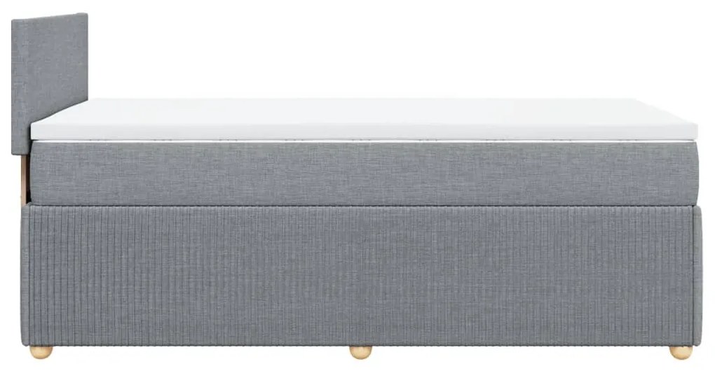 vidaXL Κρεβάτι Boxspring με Στρώμα Ανοιχτό Γκρι 90x200 εκ. Υφασμάτινο