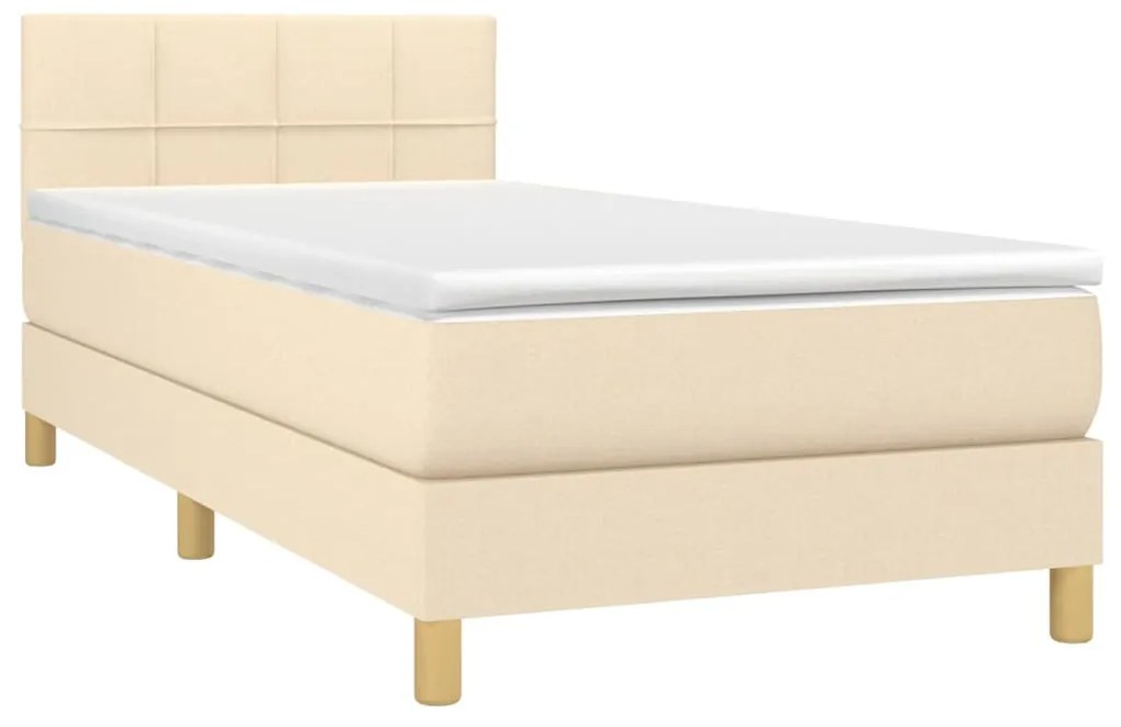 vidaXL Κρεβάτι Boxspring με Στρώμα & LED Κρεμ 80x200 εκ. Υφασμάτινο