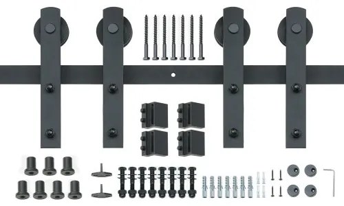 VEVOR 8FT Sliding Barn Door Hardware Kit, 330LBS Heavy Duty Barn Door Track Kit for Double Doors, Fit 3.7-4.3FT Total Wide and 1.3&quot;-1.8&quot; Thick 2 Door Panel, with Smooth &amp; Silent Pulley (I Shape)