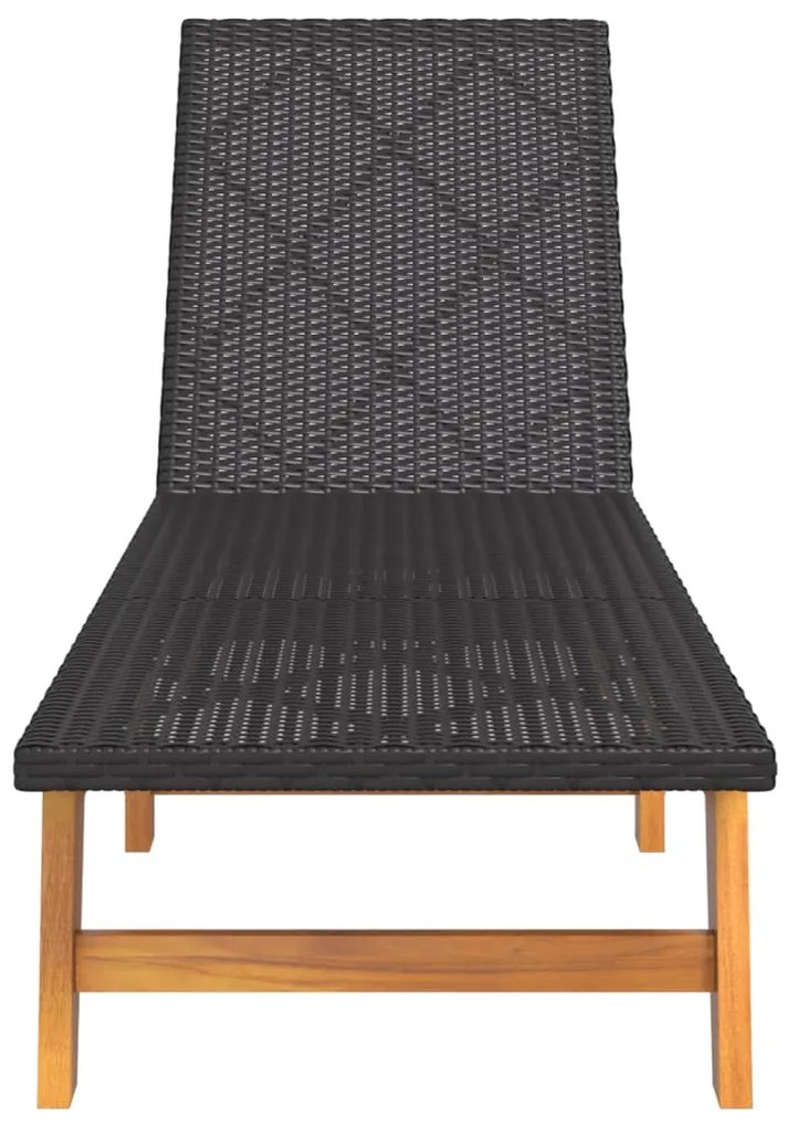 vidaXL Ξαπλώστρες 2 τεμ. Μαύρο &amp; Καφέ Συνθ. Ρατάν &amp; Μασίφ Ξύλο Ακακίας