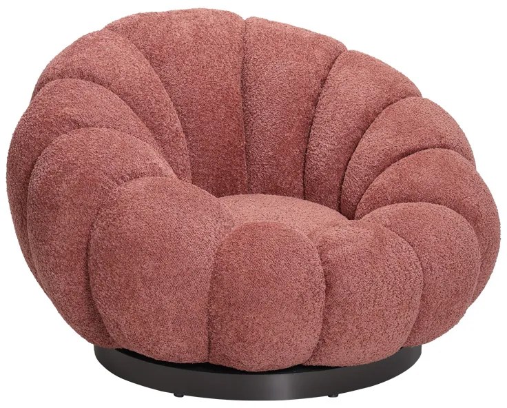 Πολυθρόνα περιστρεφόμενη Nester pakoworld μπουκλέ ύφασμα σε απόχρωση σάπιο μήλο 98x97x69εκ