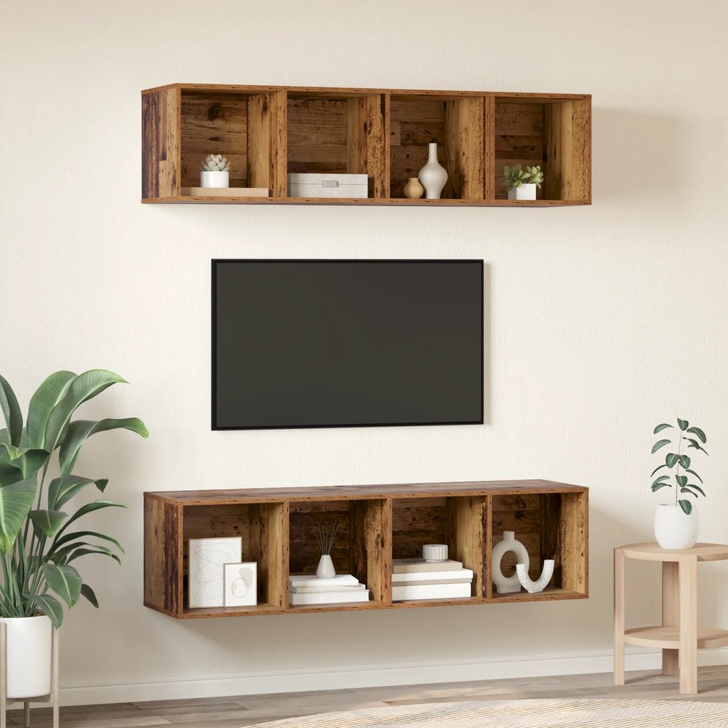 vidaXL Σετ επίπλου τηλεόρασης 3 pcs Παλαιό ξύλο Επεξεργασμένο ξύλο