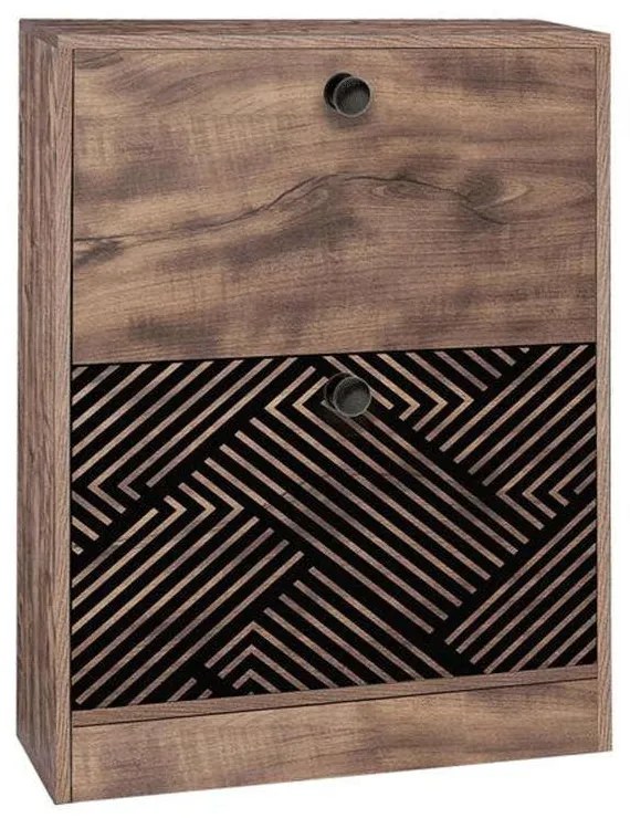 Παπουτσοθήκη 271-121-036 60x23,5x81cm Oak-Black Μελαμίνη