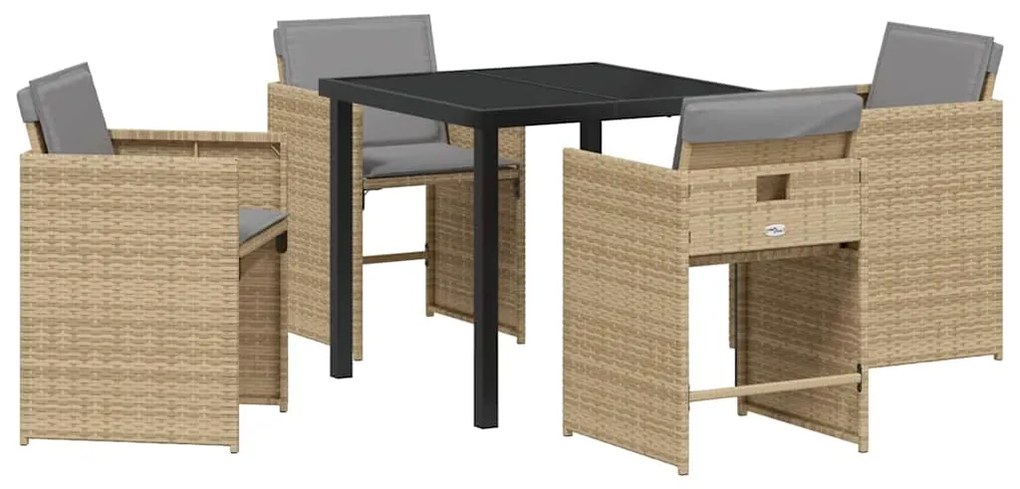 vidaXL Σέτ φαγητού για κήπο με μαξιλάρι 5 pcs Μπεζ συνθετικό ρατάν