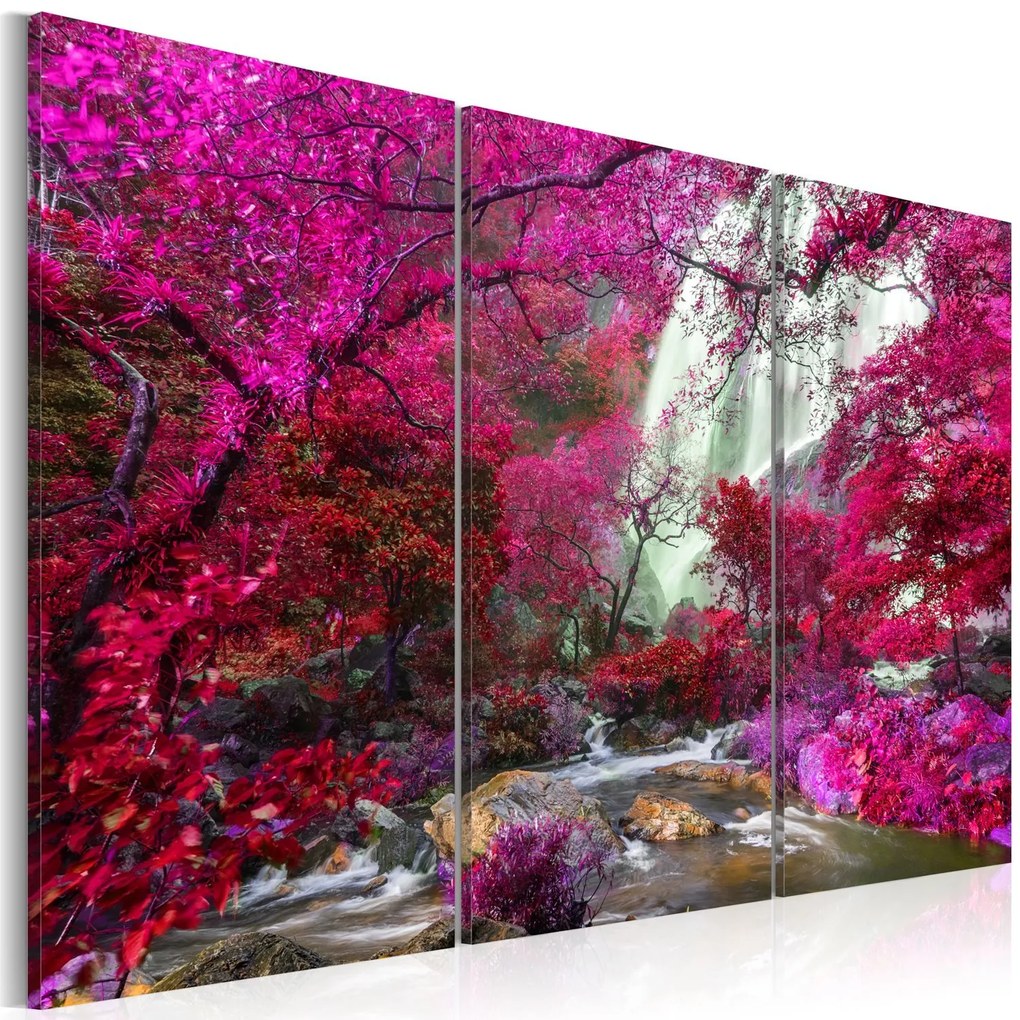 Πίνακας - Beautiful Waterfall: Pink Forest 120x80