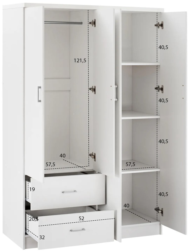ΝΤΟΥΛΑΠΑ 4ΦΥΛΛΗ ME 2 ΣΥΡΤΑΡΙΑ BLAKELY HM339.05 ΛΕΥΚΗ 120Χ42,5Χ180,5 εκ.
