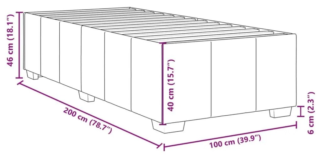 Σκελετός Κρεβατιού Χωρίς Στρώμα Μαύρο 100x200 εκ. Υφασμάτινο - Μαύρο