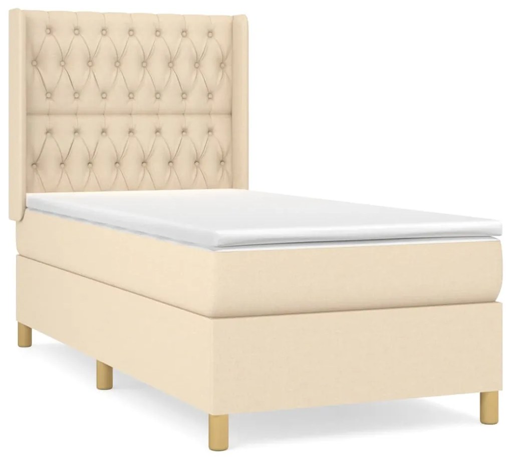 ΚΡΕΒΑΤΙ BOXSPRING ΜΕ ΣΤΡΩΜΑ ΚΡΕΜ 90X200 ΕΚ.ΥΦΑΣΜΑΤΙΝΟ 3132206