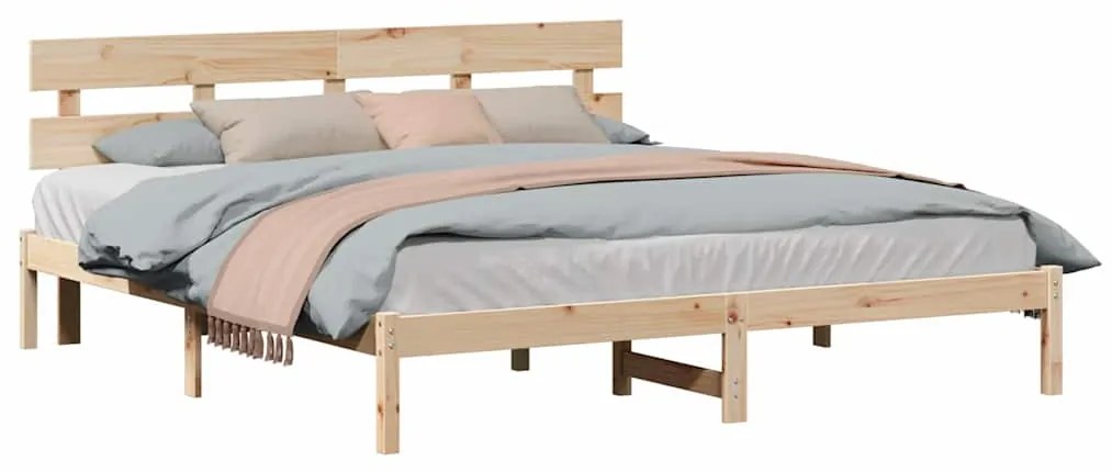 vidaXL Σκελετός Κρεβατιού Καφέ 180 x 200 cm Μασίφ ξύλο πεύκου