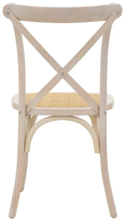 Καρέκλα Dylon pakoworld στοιβαζόμενη white wash ξύλο οξιάς-έδρα φυσικό rattan 48x52x89εκ