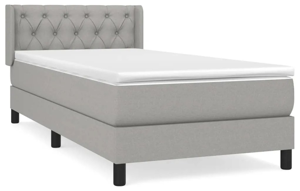 Κρεβάτι Boxspring με Στρώμα Ανοιχτό Γκρι 80x200 εκ. Υφασμάτινο - Γκρι