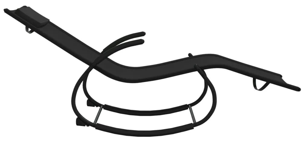 vidaXL Ξαπλώστρα Κουνιστή Μαύρη από Ατσάλι και Textilene