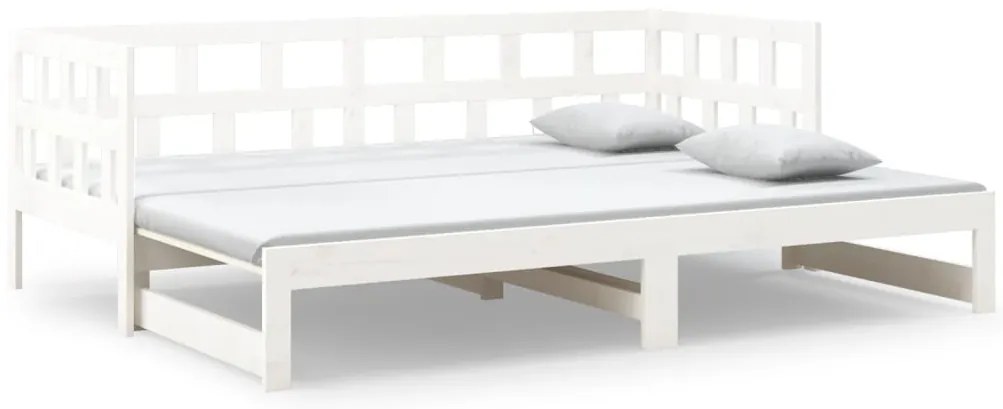 vidaXL Καναπές Κρεβάτι Συρόμενος Λευκός 2x(90x200) εκ. από Μασίφ Πεύκο