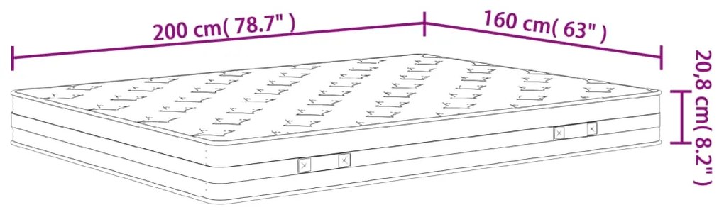 Στρώμα με Bonnell Springs Μεσαία Σκληρότητα 160 x 200 εκ. - Λευκό