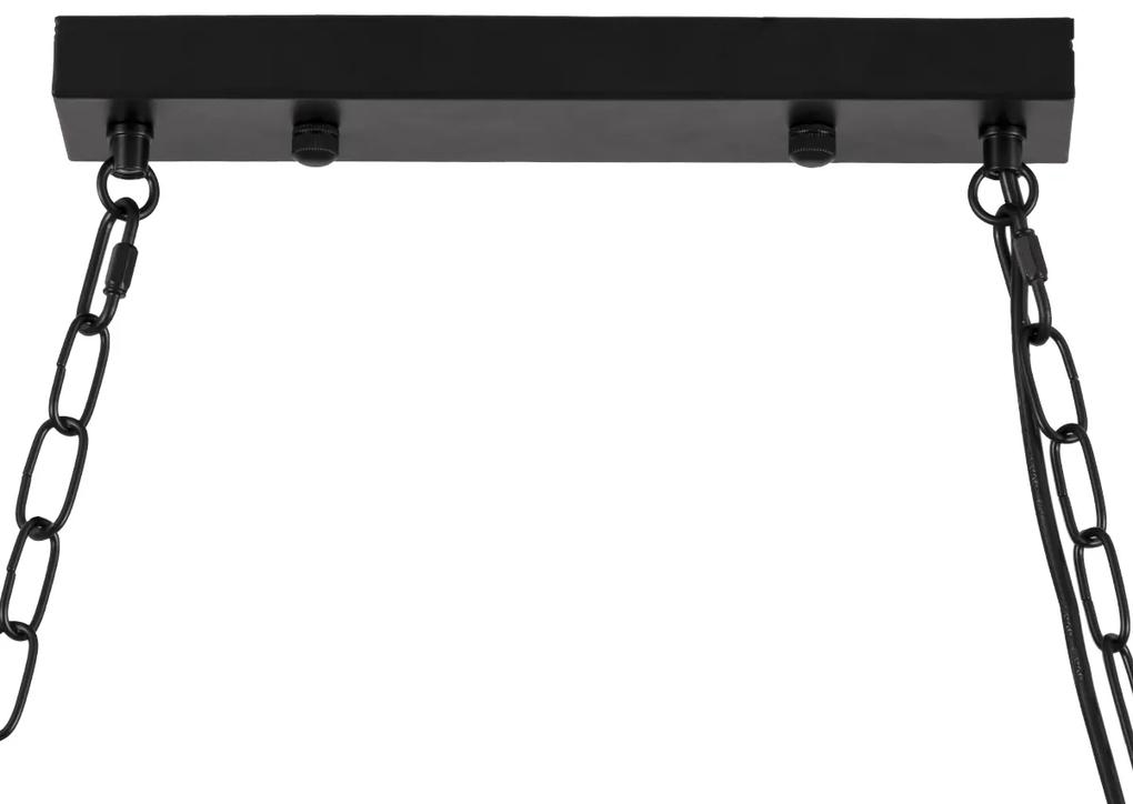 GloboStar® VIKING 00607 Vintage Κρεμαστό Φωτιστικό Οροφής Πολύφωτο 10 x E27 Σκούρο Καφέ Μεταλλικό Ξύλινο Ράγα Μ108 x Π11 x Υ96cm έως Y220cm max