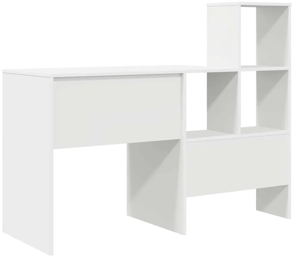 vidaXL Γραφείο με ράφι Λευκό 131.5 x 50 x 106.5 εκ. Επεξεργασμένο ξύλο