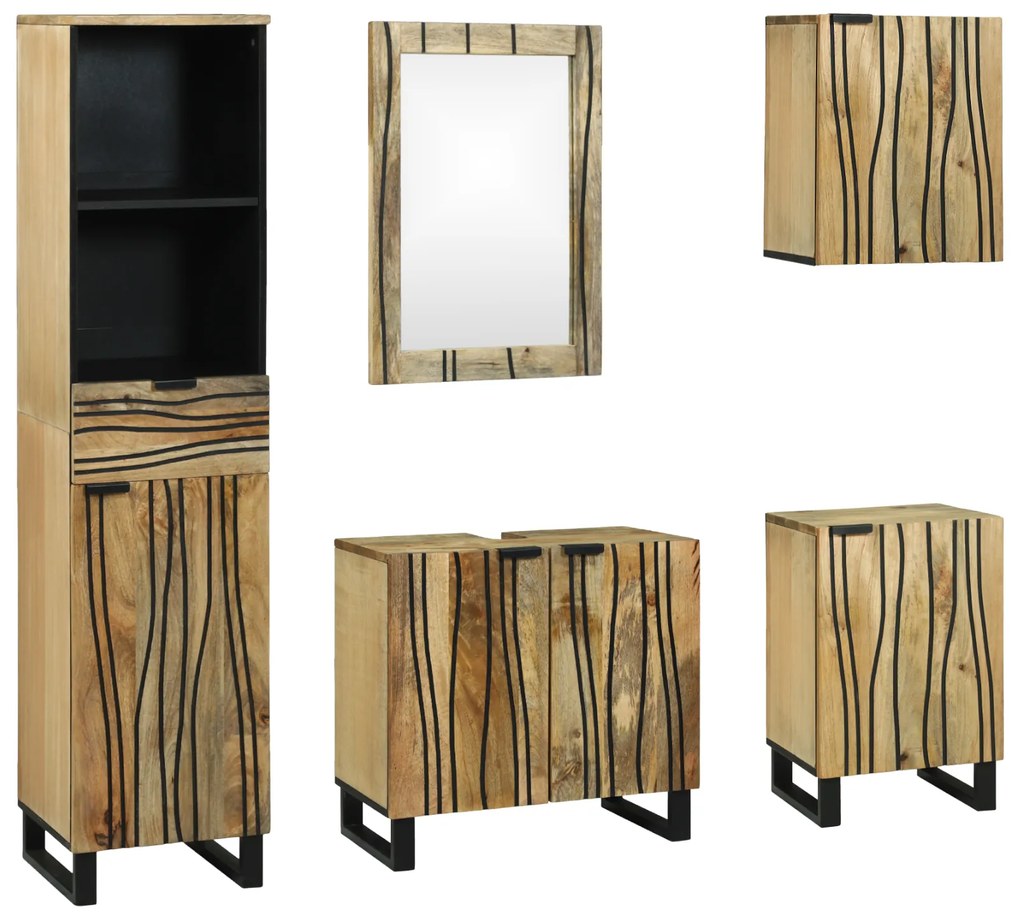 vidaXL Σετ Επίπλων Μπάνιου με συρτάρι 5 pcs Καφέ 38 x 33 x 160 εκ.