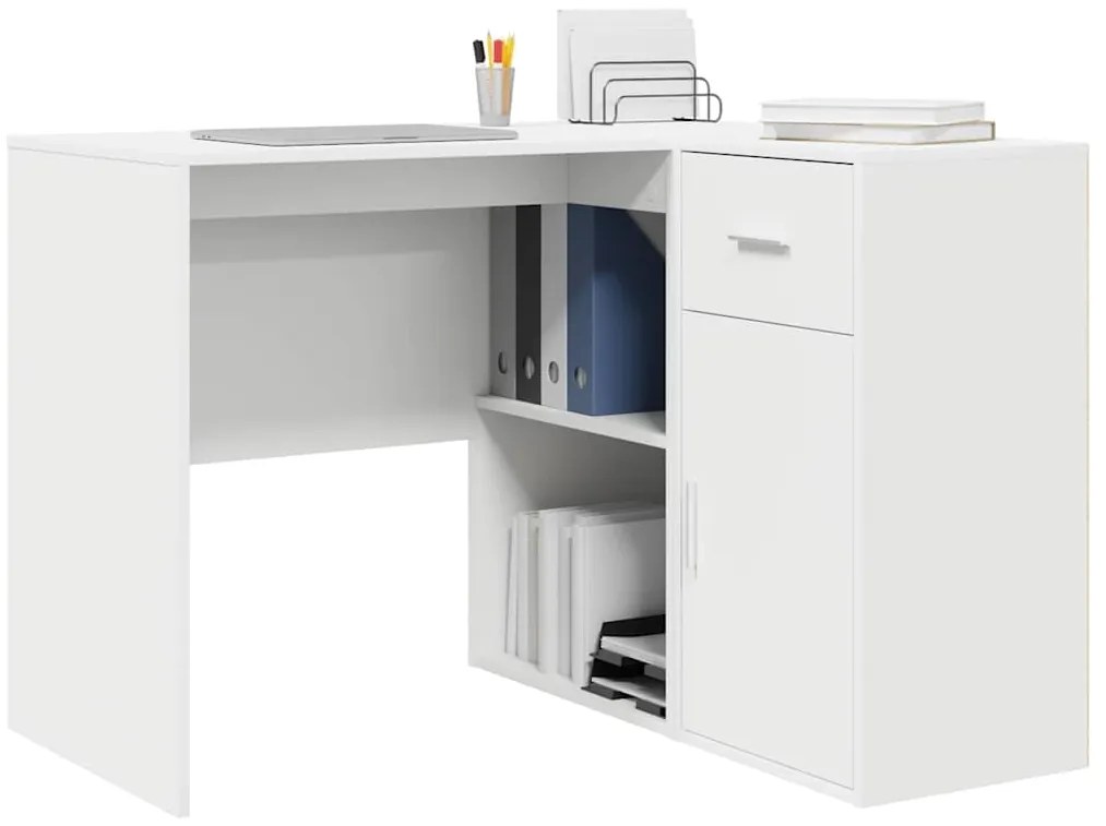 vidaXL Γωνιακό γραφείο Λευκό 102 x 50 x 75 εκ Επεξεργασμένο ξύλο