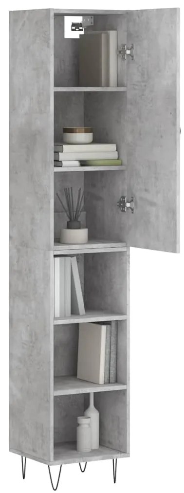 vidaXL Ντουλάπι Γκρι Σκυροδέματος 34,5x34x180 εκ. Επεξεργασμένο Ξύλο
