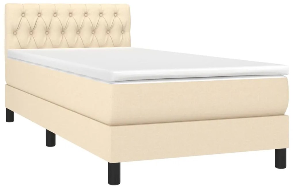 vidaXL Κρεβάτι Boxspring με Στρώμα Κρεμ 100 x 200 εκ. Υφασμάτινο