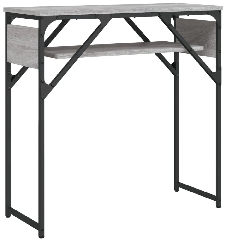 vidaXL Τραπέζι Κονσόλα με Ράφι Γκρι Sonoma 75x30x75 εκ. Επεξεργ. Ξύλο