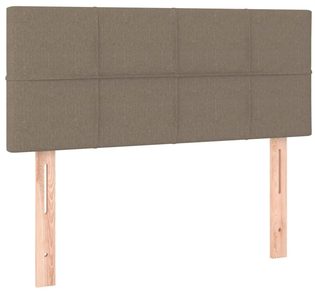 Κρεβάτι Boxspring με Στρώμα &amp; LED Taupe 90x200 εκ. Υφασμάτινο - Μπεζ-Γκρι