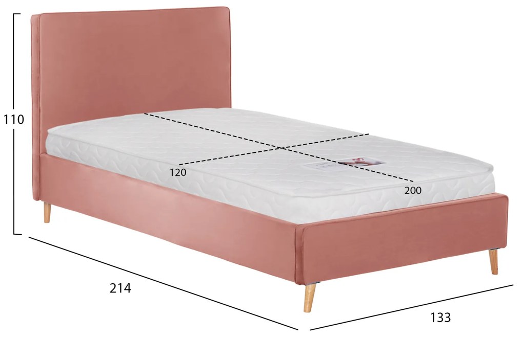 ΚΡΕΒΑΤΙ ΜΕ ΣΤΡΩΜΑ MAYLIN HM21281.01 ΣΑΠΙΟ ΜΗΛΟ ΒΕΛΟΥΔΟ--ΓΙΑ 120x200εκ