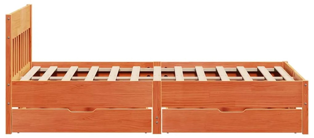 vidaXL Σκελετός Κρεβατιού Χωρίς Στρώμα Καφέ 140x200 Μασίφ Ξύλο Πεύκου