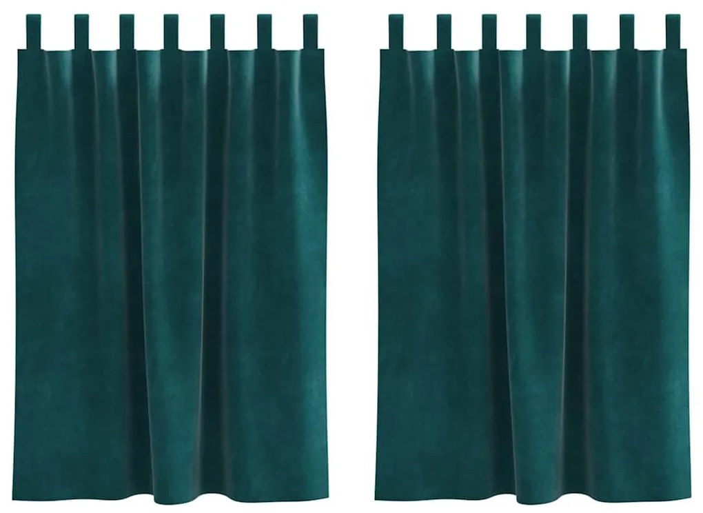 vidaXL Κουρτίνες 2 pcs Σκούρο Πράσινο 140 x 140 cm Βελούδο